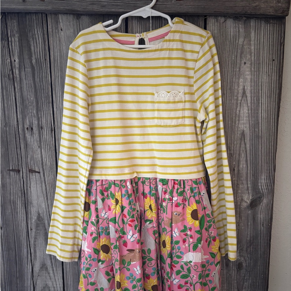 Mini Boden hotchpotch sunflower dress, 9-10 years